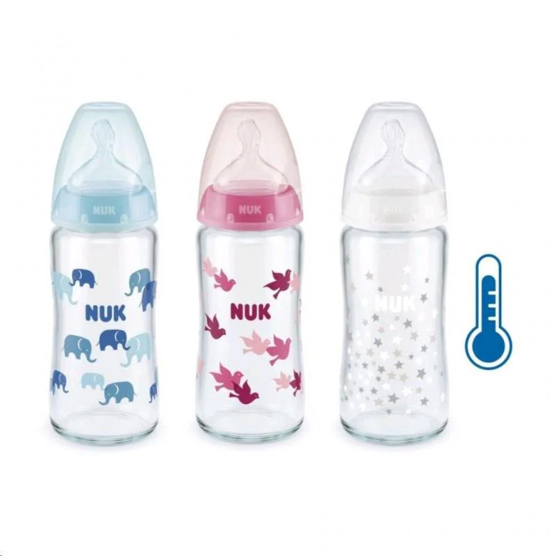 NUK Бутылочка First Choice (стеклянная) 240 мл + силиконовая соска (0–6 мес) (745097)
