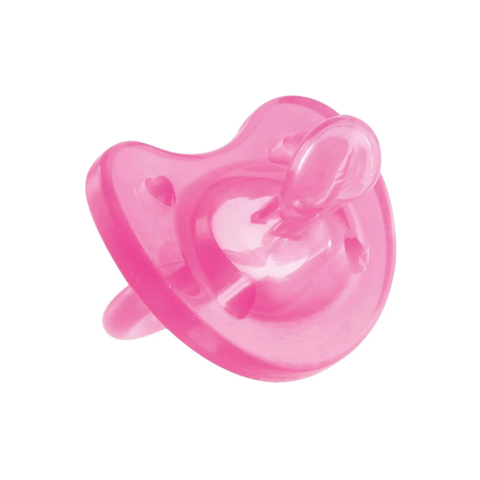 CHICCO Пустышка силиконовая Physio Soft, цельная (0–6 месяцев), розовая