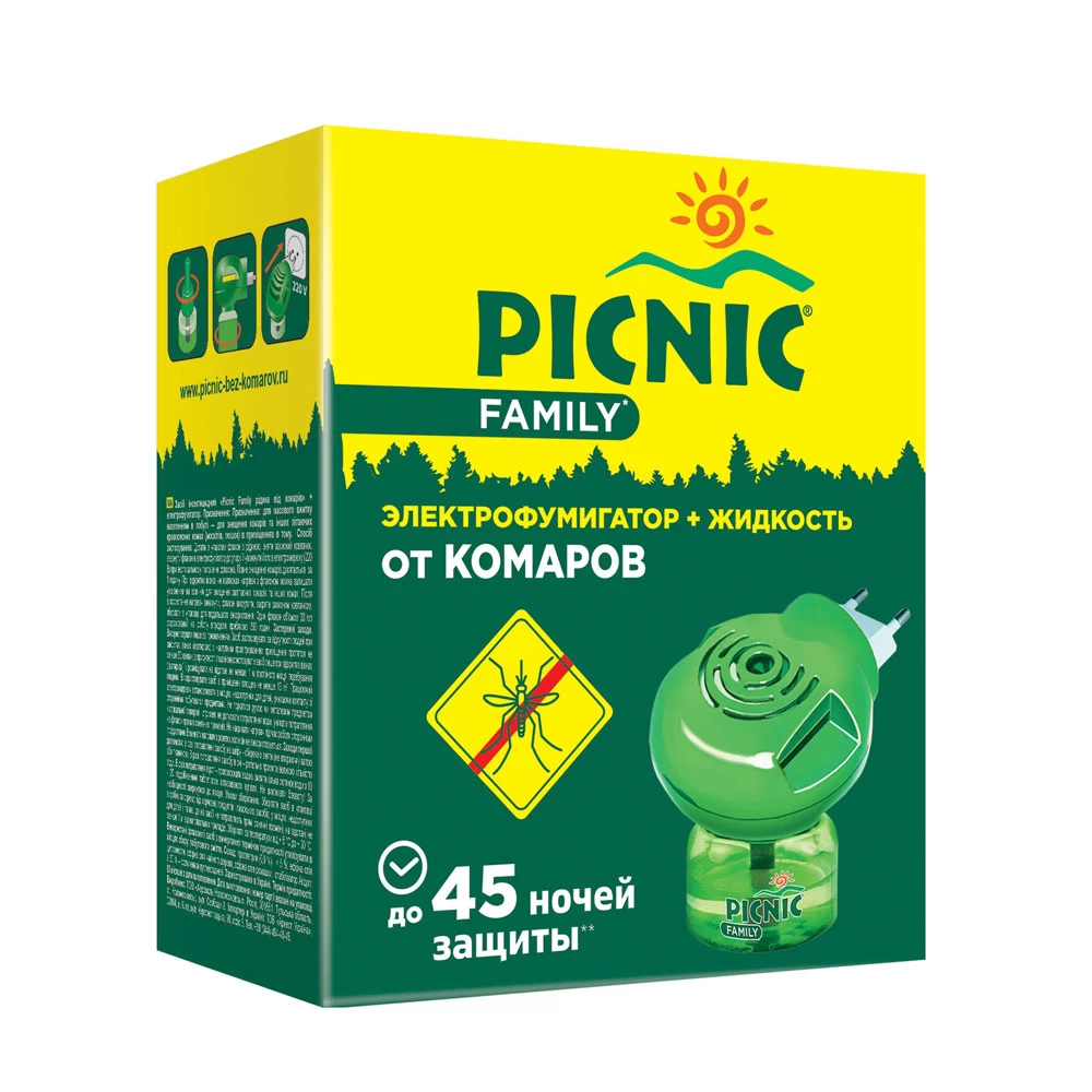 PICNIC Family “ОТ КОМАРОВ Универсальный электрофумигатор + жидкость” (МЕ63)
