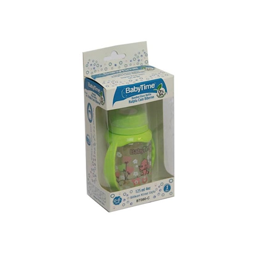 Бутылочка BabyTime пластиковая BT078 150 мл, силиконовая соска (с ручками)