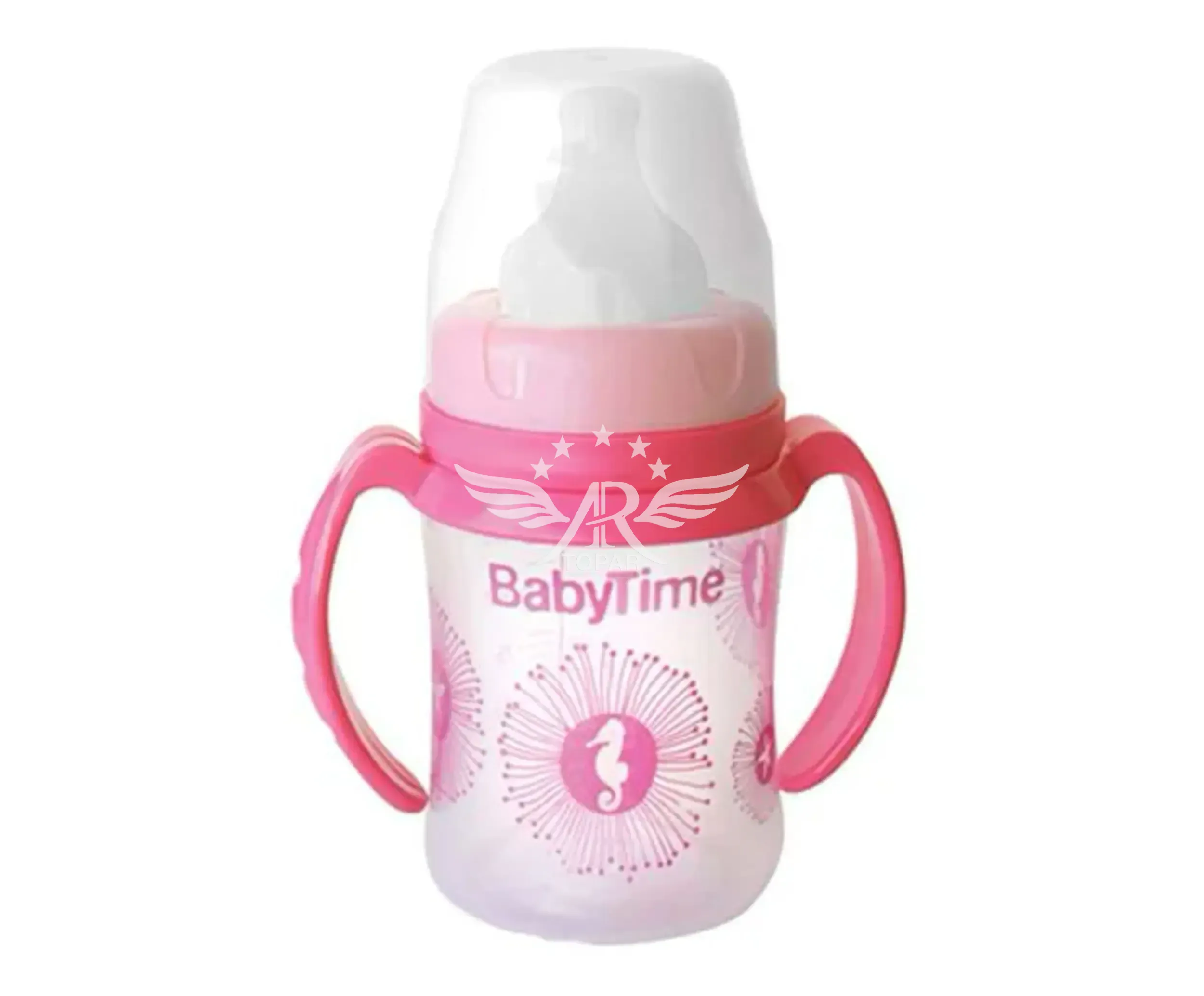 Бутылочка BabyTime пластиковая BT077 250 мл, силиконовая соска (с ручками) (0–6 мес.)
