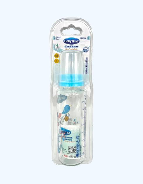 Бутылочка BabyTime стеклянная BT073-C 250 мл с силиконовой соской (без ручек)