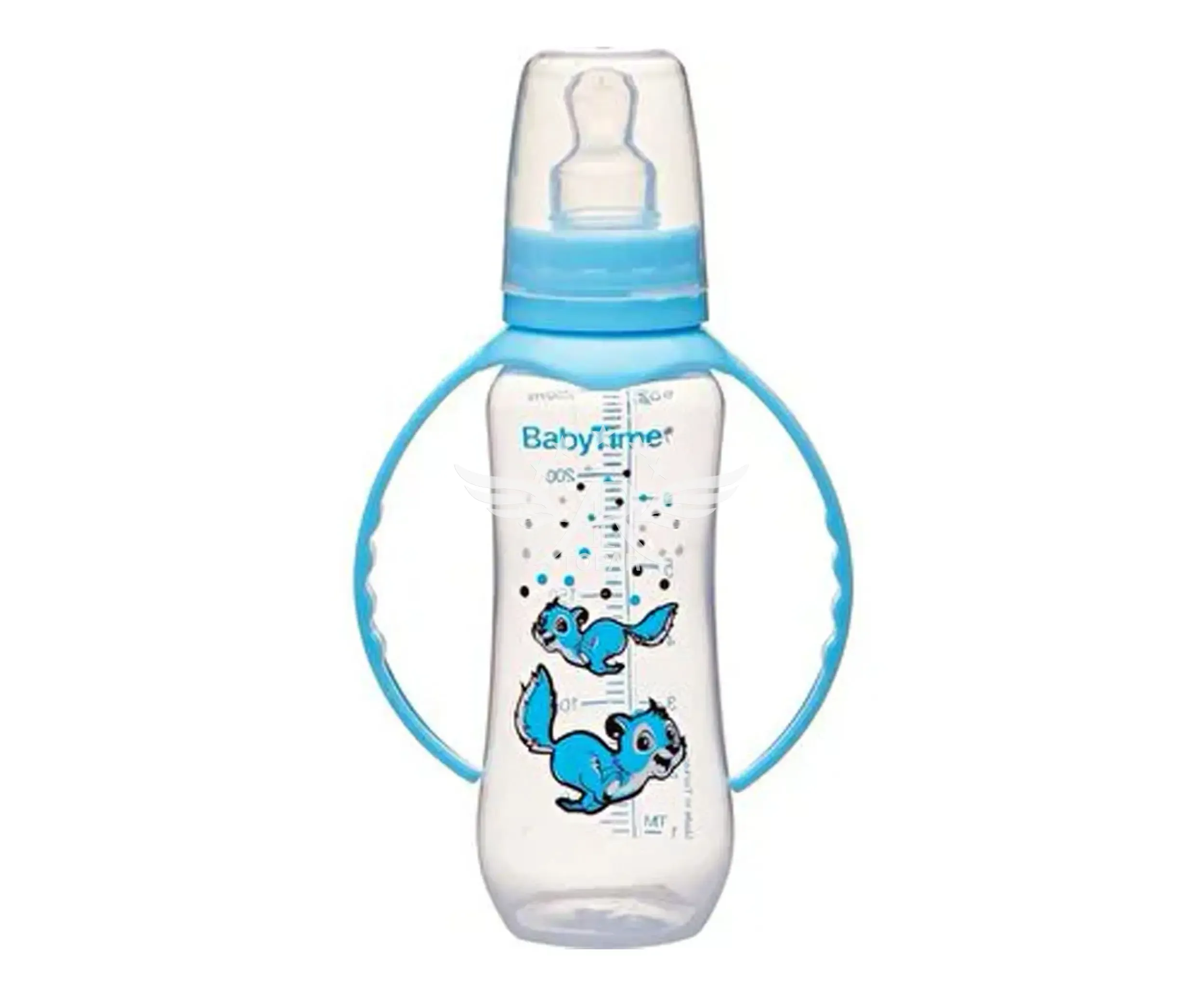 Бутылочка BabyTime пластиковая BT069 250 мл с силиконовой соской и ручками (0–6 месяцев)