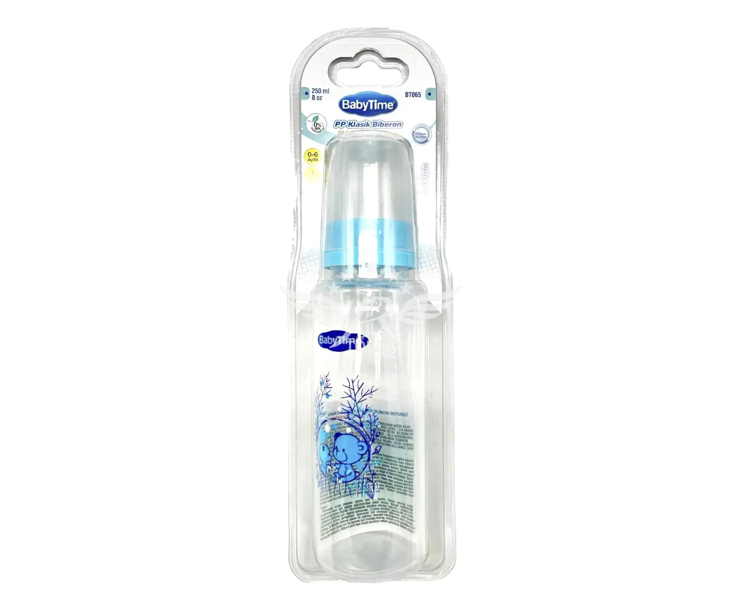 Бутылочка BabyTime пластиковая BT065 250 мл с силиконовой соской (без ручек)