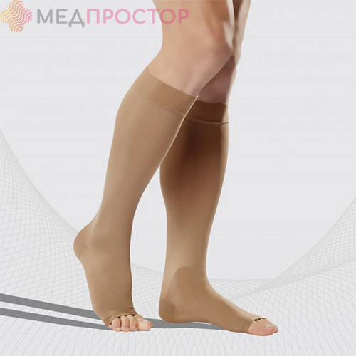 Эластичный компрессионный чулок 0408 LUX-4, H1, 3/4 без носка, бежевый Tonus