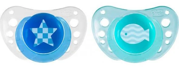 Пустышка CHICCO силиконовая Physio Air N2 (синяя) (6–16 месяцев)