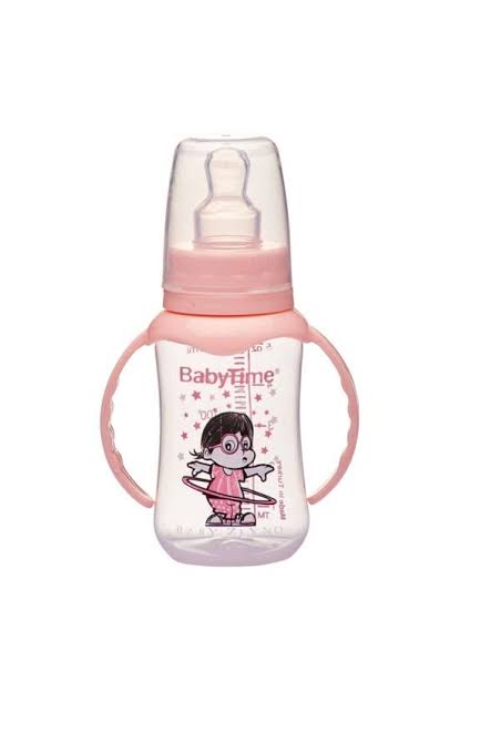 Бутылочка BabyTime пластиковая BT070 150 мл, силиконовая соска (с ручками) (0–6 месяцев)