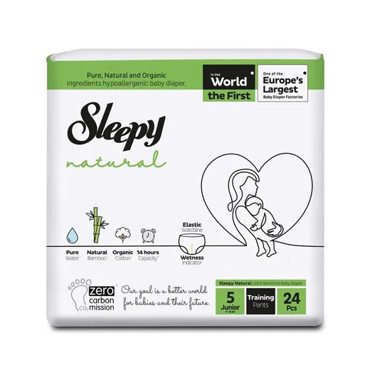 Подгузники Sleepy Pants 5 Junior (11–18 кг) Natural Ultra Sensitive N24 (трусики)