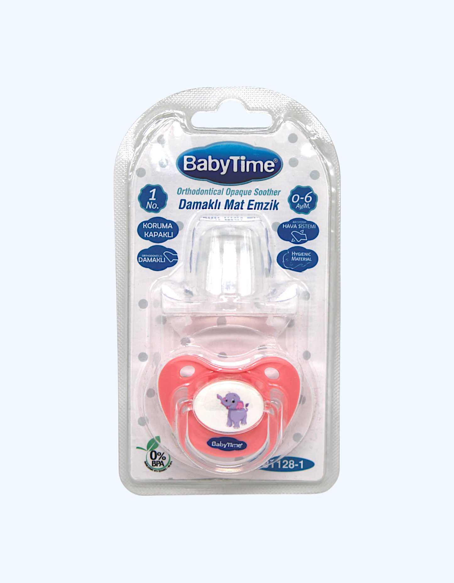 Пустышка BabyTime (0–6 мес) BT149-1 силиконовая круглая N1 с колпачком