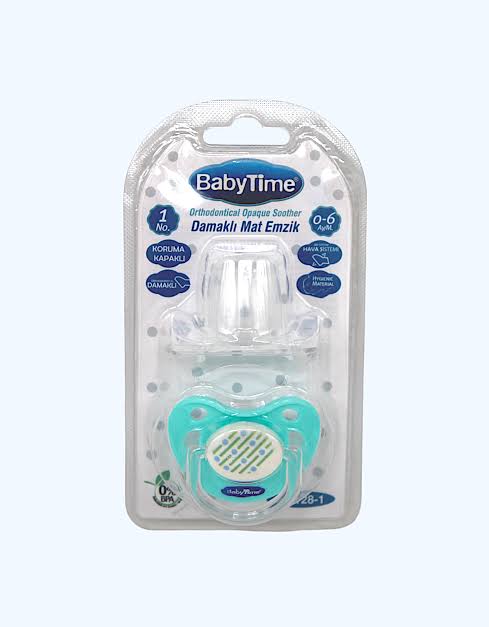 Пустышка BabyTime (0–6 мес) BT146-1 силиконовая ортодонтическая, с колпачком