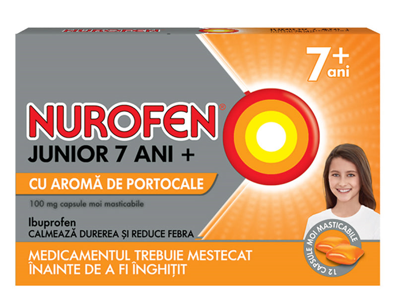 Nurofen Junior capsule moi masticabile 100mg N24 Portocală