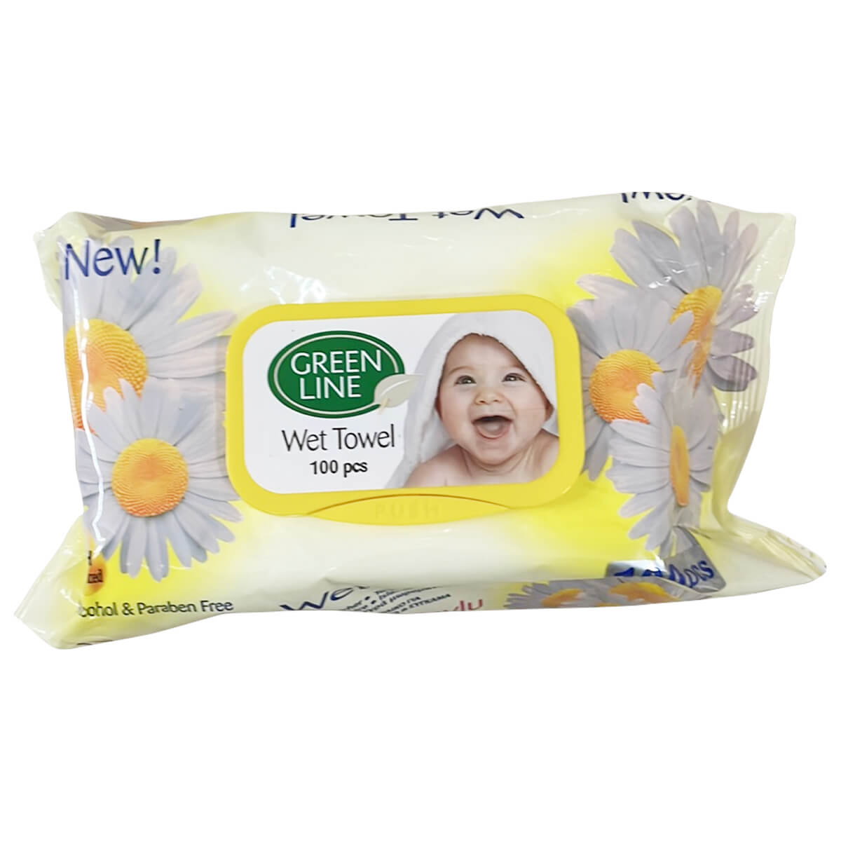 Șervețele umede pentru copii Green Line N120 (ambalaj verde, capac plastic)