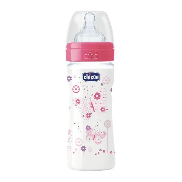Бутылочка CHICCO 250 мл GIRL (пластик + силиконовая соска)