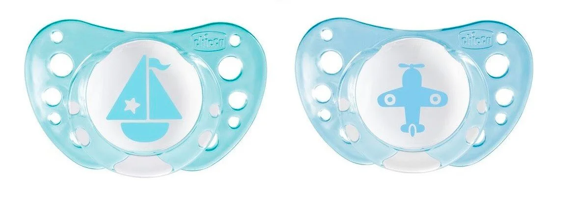 Пустышка CHICCO LATEX Physio Air N2 ортодонтическая (синяя) (0–6 месяцев)