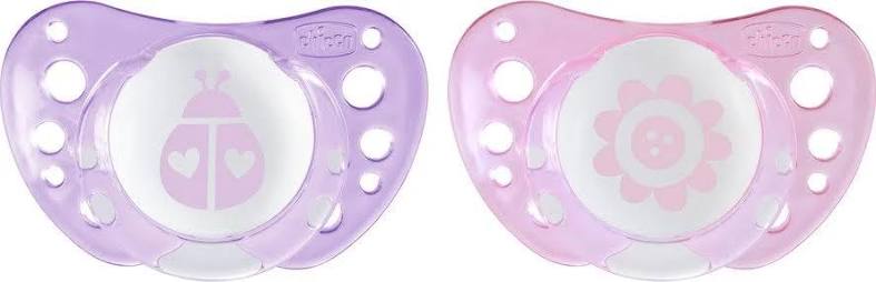 CHICCO Пустышка силиконовая Physio Air №2 ортодонтическая, розовая с кольцом (0–6 месяцев) (арт. 7503011)