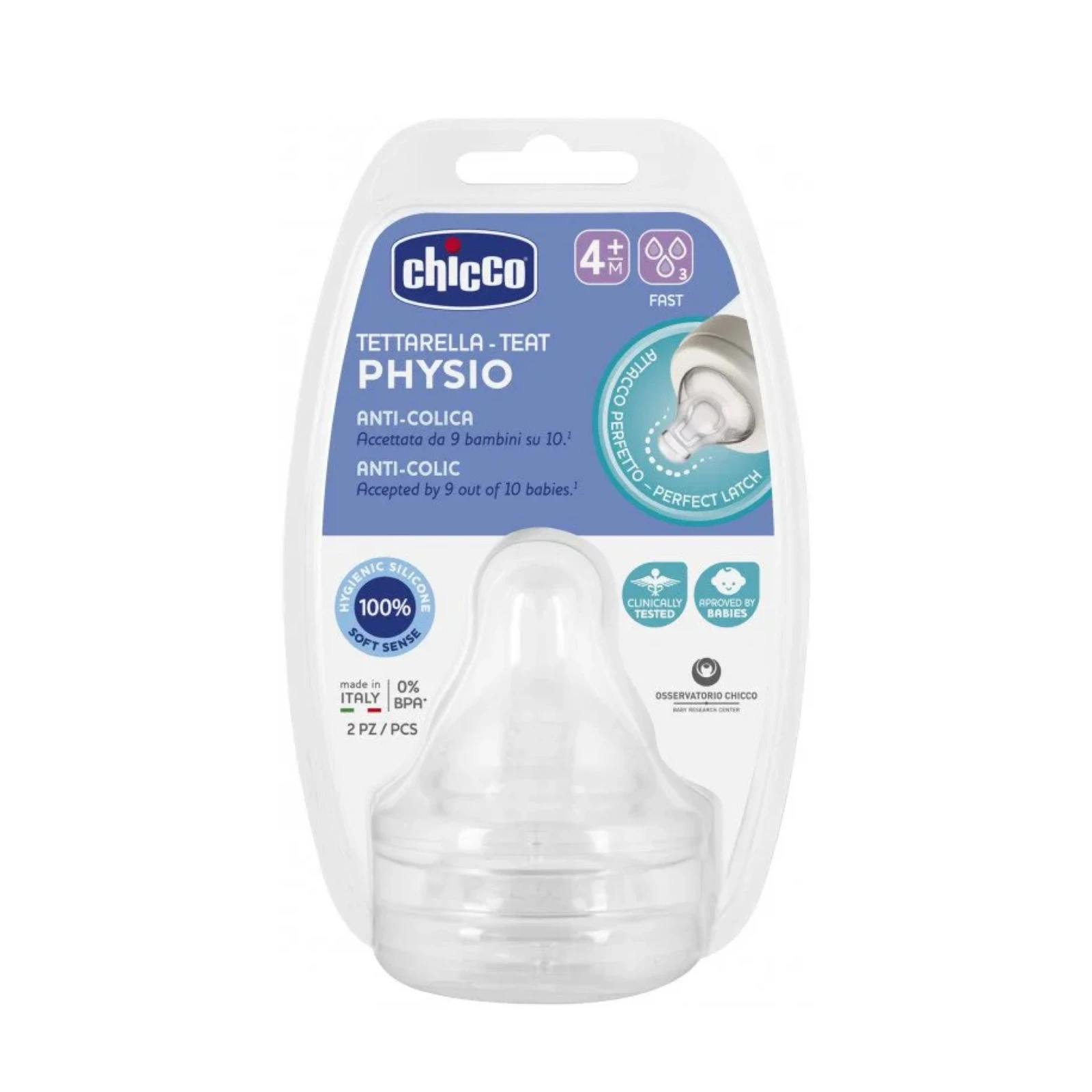 Tetină CHICCO SILICON, Perfect N2 (4 luni+)