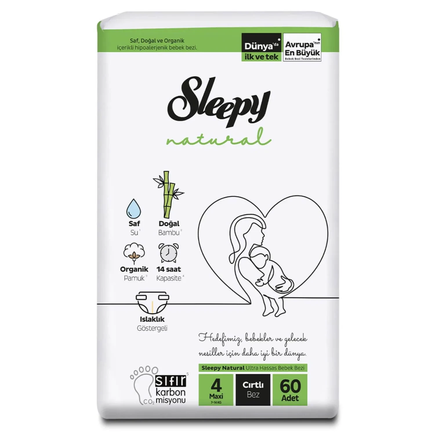 Scutece Sleepy 4 Maxi (7-14 kg) N60 Natural Jumbo