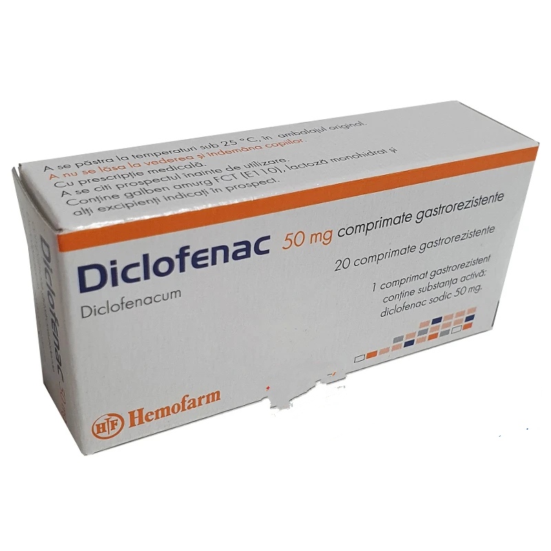 Диклофенак 50 мг, таблетки с желудочным покрытием N10x2  Hemofarm