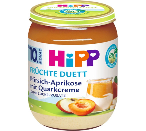 HiPP Piure de piersici, caise și brânză 160 g (5470)