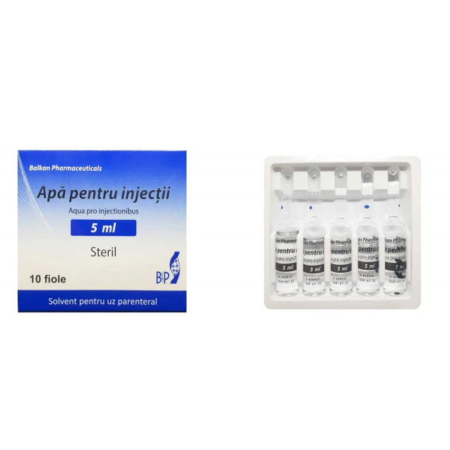 Apă pentru injecții 5 ml, soluție pentru uz parenteral, N5x2 Balkan Pharm, Moldova