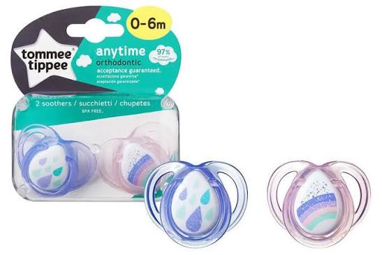 Пустышка Tommee Tippee силиконовая, ортодонтическая N2 Any Time (прозрачная) (0–6 месяцев) (43335455)