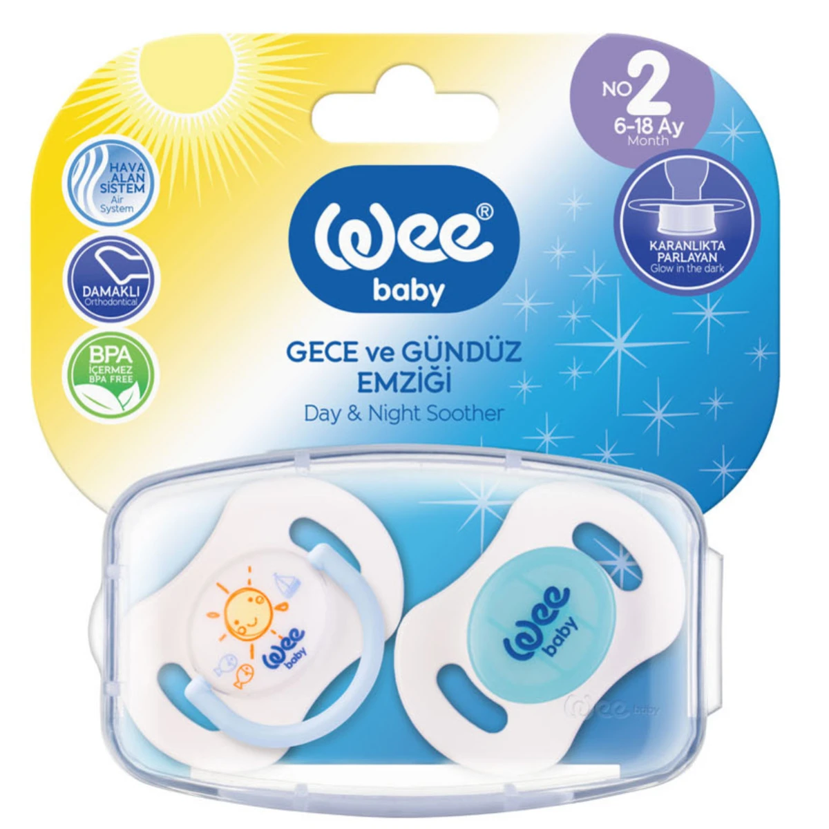 Пустышка WeeBaby №2 силиконовая, ортодонтическая (6–18 месяцев) (159)