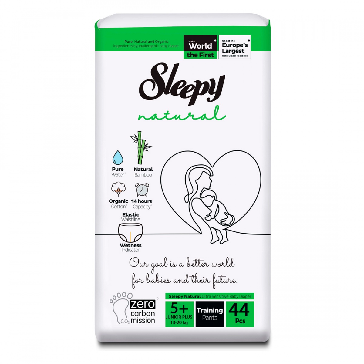 Подгузники Sleepy Pants 5+ Junior (13–20 кг) Natural Ultra Sensitive N22 (трусики)