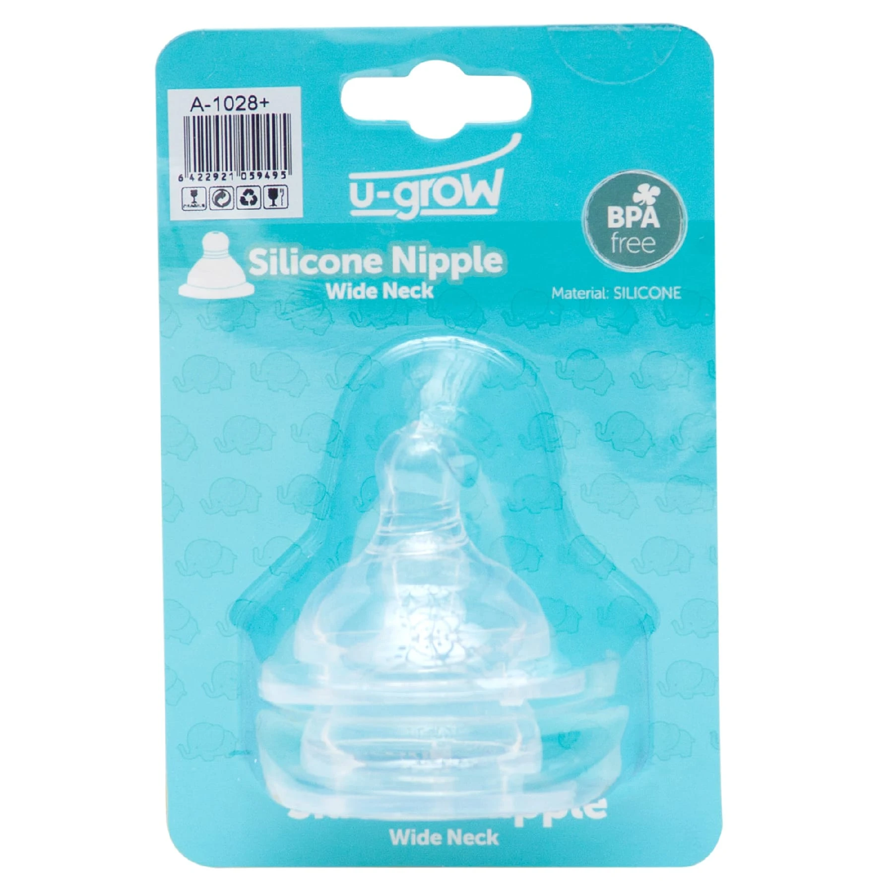 Набор U-Grow (от 6 месяцев) из 2 силиконовых сосок с широким горлышком и быстрым потоком