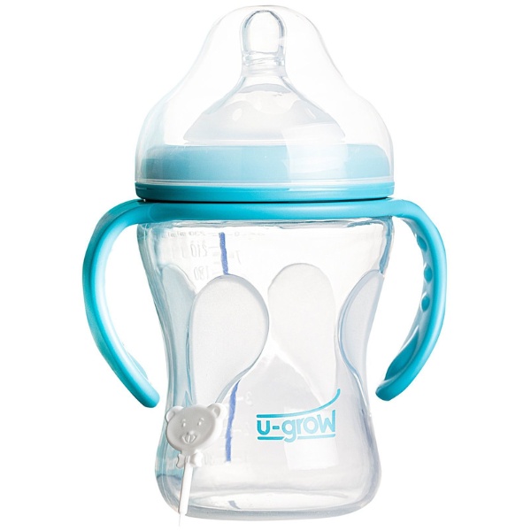 Бутылочка U-Grow (3–6 мес.) 230 мл, силиконовая, с широким горлышком и термодатчиком (A-1107)