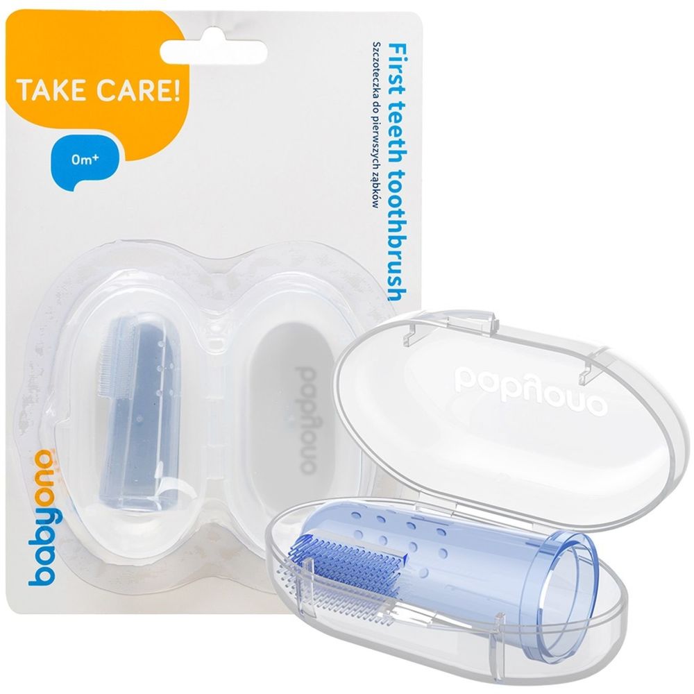 Напальчник-щётка BabyOno для массажа дёсен (723/02), голубой (0+)