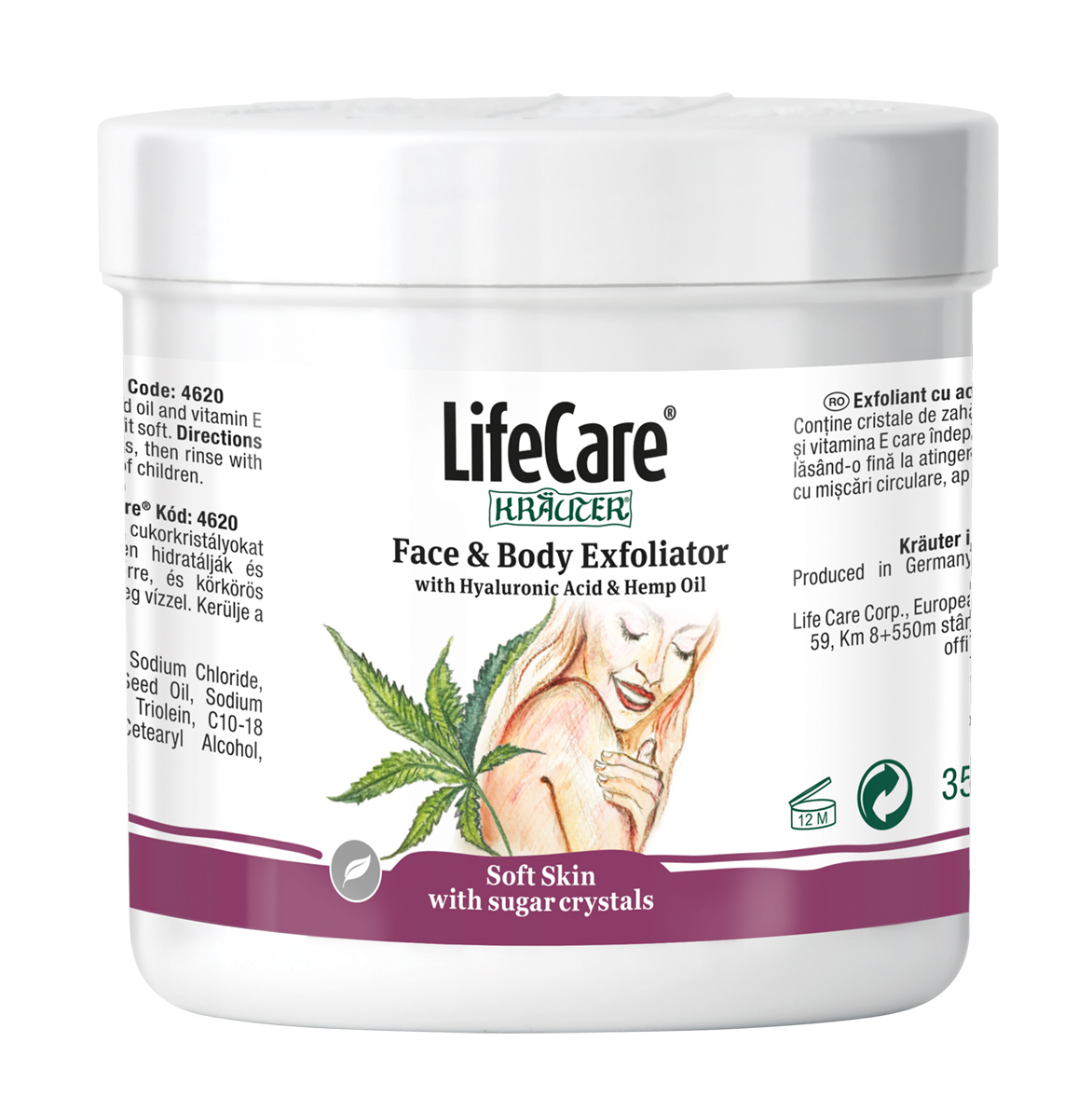 Эксфолиант LifeCare с гиалуроновой кислотой и маслом конопли 350 мл