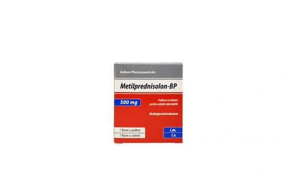 Metilprednisolon-BP pulbere/suspensie injectabilă 500mg/7.8 ml  N1+1 (i/m.i/v)