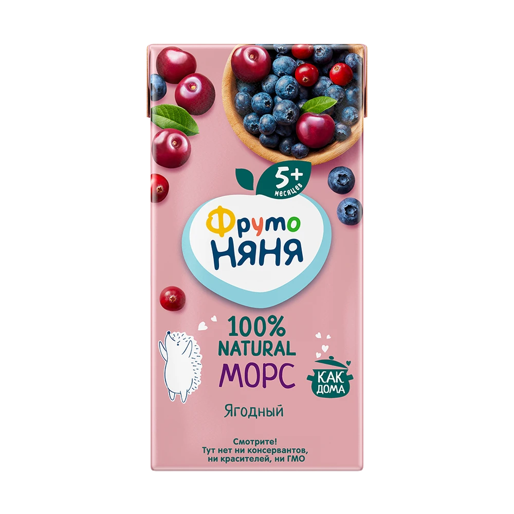 Морс Fruto Neanea из клюквы, черники и вишни, объем 200 мл