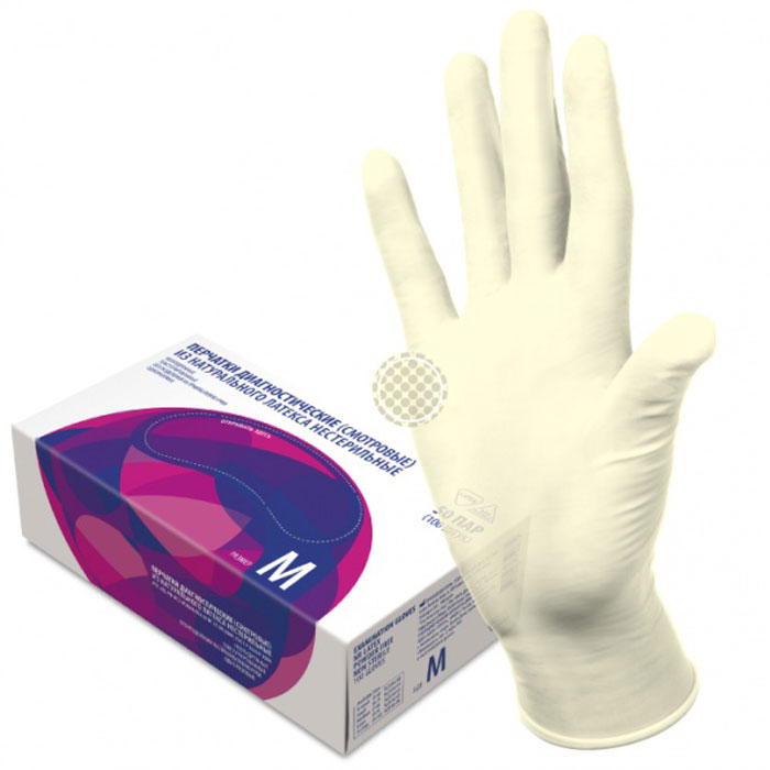 Стерильные латексные перчатки Top Glove, размер 6.5, без пудры