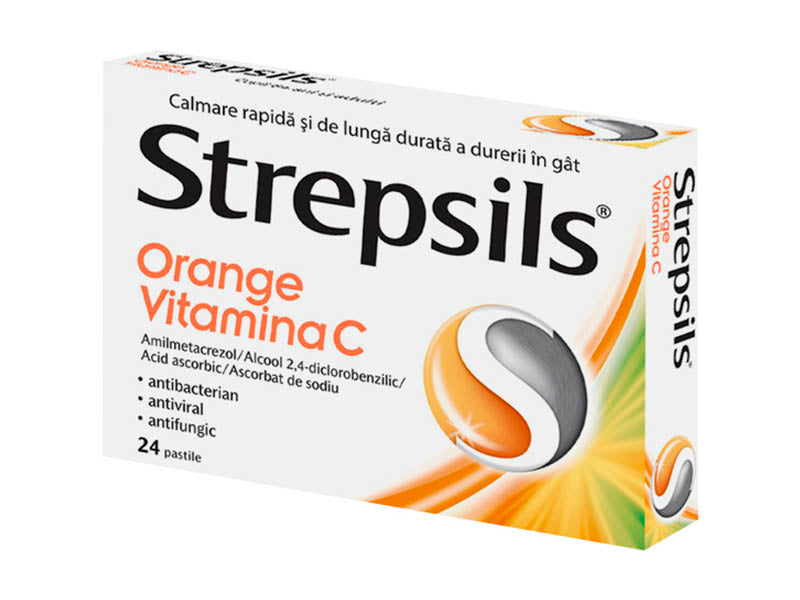 Strepsils Orange+Vit.C comprimate N12x2