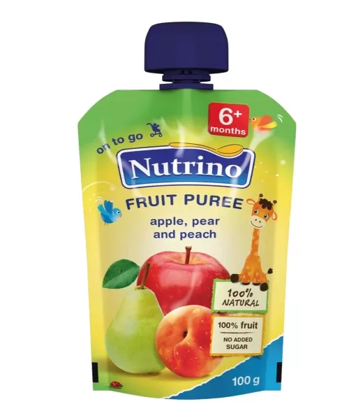 NUTRINO Piure de fructe 100 g Mere, Pere, Piersici (de la 6 luni)