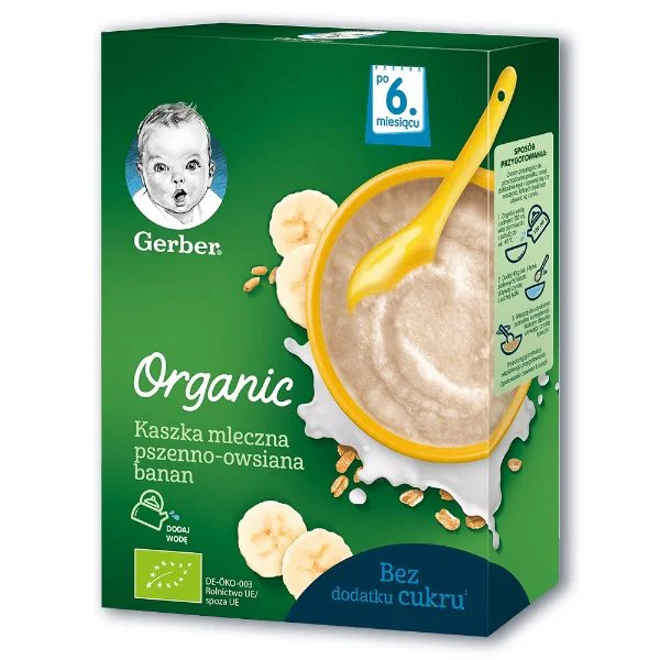 Terci cu lapte Gerber “Multizac Banană-Căpșuni Bucăți” 180 g (8 luni+)