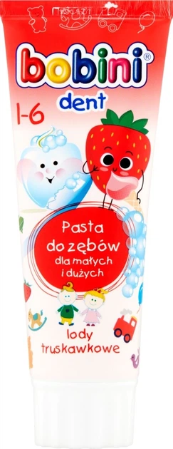 Зубная паста Bobini «Клубника» 75 мл (для детей 1–6 лет)