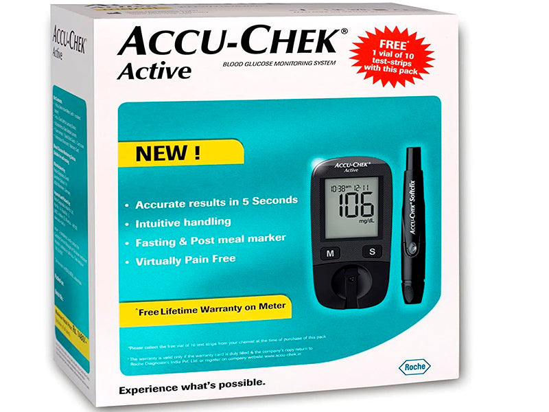 Глюкометр Accu-Chek Active (ммоль/л) набор: глюкометр + 10 тест-полосок