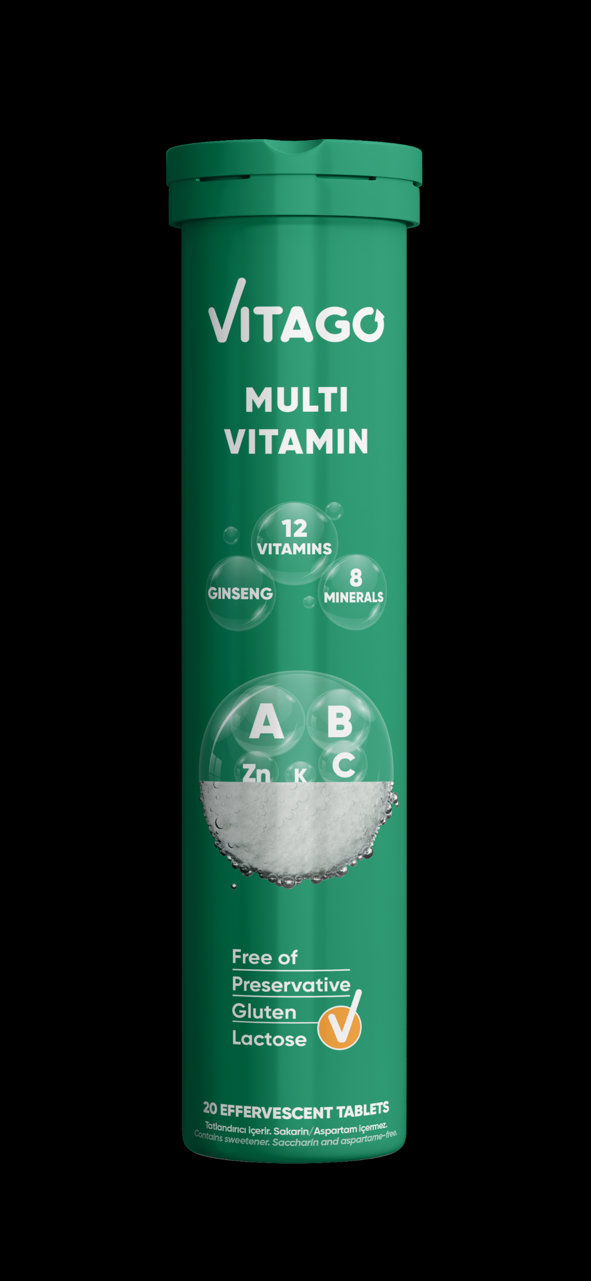 SBA Vitago Daily Multivitamine, 12 Vitamine+ 8 Minerale+ Ginseng comprimate efervescente N20