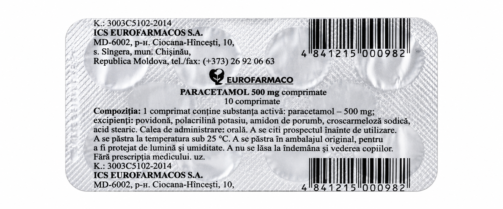 Paracetamol 500 mg comprimate N10 (Eurofarmaco)